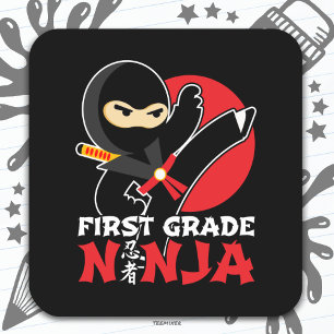 Adesivo Quadrado 1rua Ninja Chuta Primeiro Dia De Volta À Escola