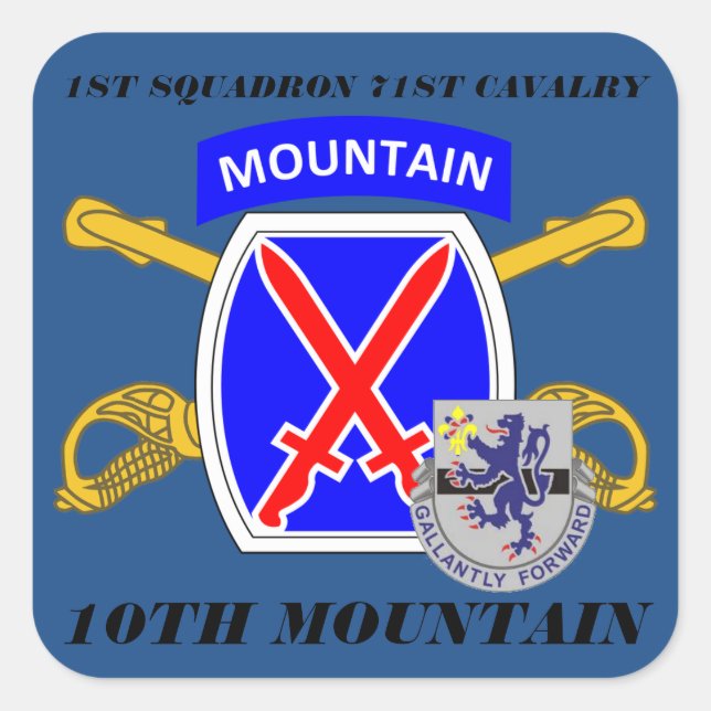 ADESIVO QUADRADO 1RUA SQUADRON 71RUA CAVALRY 10TH MOUNTAIN STICKERS (Frente)