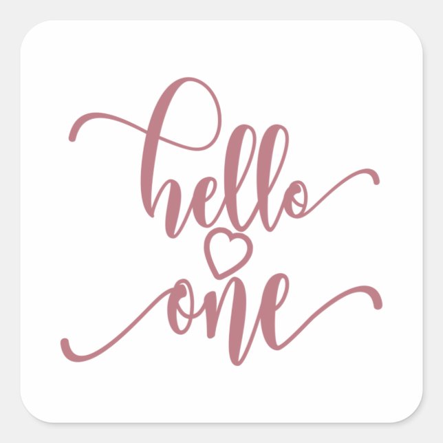 Adesivo Quadrado 1st Birthday Girls Hello One Cute 1 Year Old Baby (Frente)