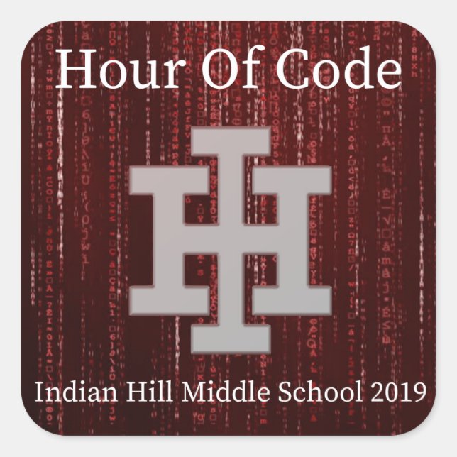 Adesivo Quadrado 2019 Hour of Code Sticker (Frente)