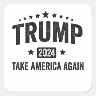 Adesivo Quadrado 2024 Trump Leva a América de novo Patriótica Ameri