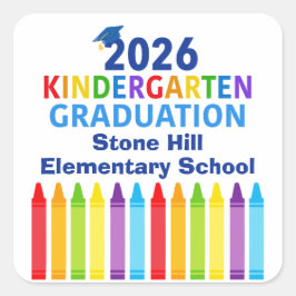Adesivo Quadrado 2026 Kindergarten Graduation Custom School Party