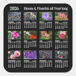 Adesivo Quadrado 2026 SU Calendar Flower black Custom Vinyl Sticker