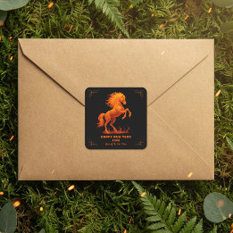 Adesivo Quadrado 2026 Year of the Fire Horse Chinese Zodiac