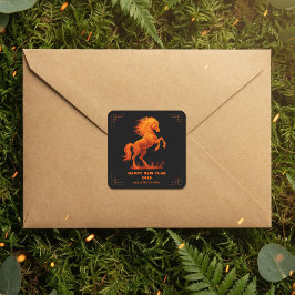 Adesivo Quadrado 2026 Year of the Fire Horse Chinese Zodiac