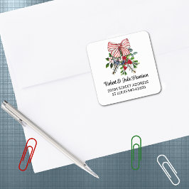 Adesivo Quadrado 20 Cute Christmas Bouquet Return Address Sticker