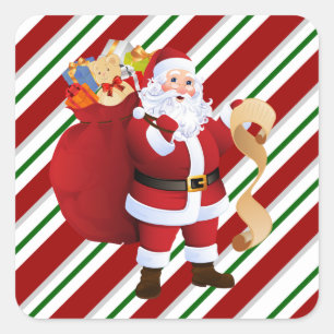 Adesivo Quadrado 20 Focos de Envelope Papai Noel de Natal
