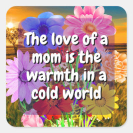 Adesivo Quadrado (20 pcs) Citação da Mãe Floral | Amor com a mãe St