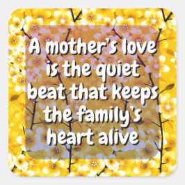 Adesivo Quadrado (20 pcs) Citação da Mãe Floral | Bonita Mãe Sticke