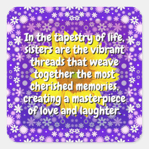 Adesivo Quadrado (20 pcs) Cota Irmã (Presente Irmã) Floral