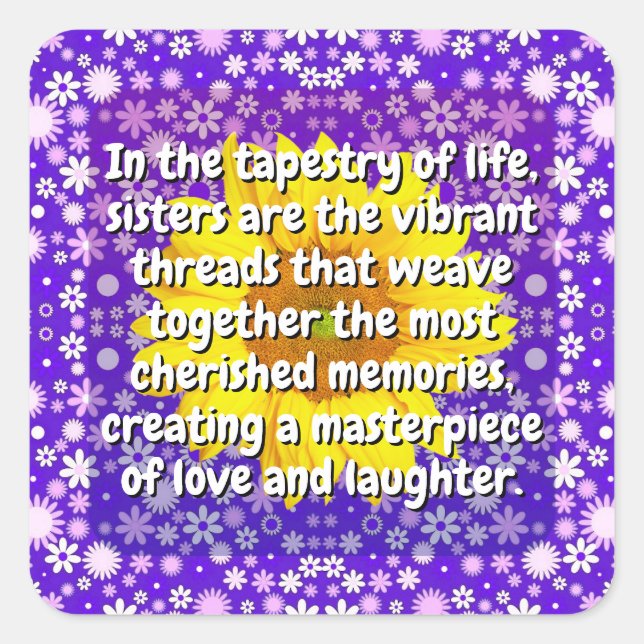 Adesivo Quadrado (20 pcs) Cota Irmã (Presente Irmã) Floral (Frente)