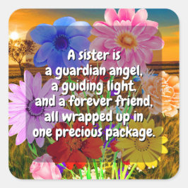 Adesivo Quadrado (20 pcs) Flores Elegantes e Cota Sister | Especial