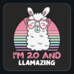 Adesivo Quadrado 20 Years Old Bday Llamazing 20th Birthday Llama<br><div class="desc">Retro Vintage Style Birthday Gift Design Perfect To Pair With Shorts,  Leggings Or Jeans For A Casual Yet Trendy Look. Humorous Funny Humor Birthday Gift Outfit For Family Member,  Loved One Or Yourself. Matches Loads Of Clothes. GET YOURS TODAY!</div>