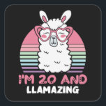 Adesivo Quadrado 20 Years Old Bday Llamazing 20th Birthday Llama<br><div class="desc">Retro Vintage Style Birthday Gift Design Perfect To Pair With Shorts,  Leggings Or Jeans For A Casual Yet Trendy Look. Humorous Funny Humor Birthday Gift Outfit For Family Member,  Loved One Or Yourself. Matches Loads Of Clothes. GET YOURS TODAY!</div>