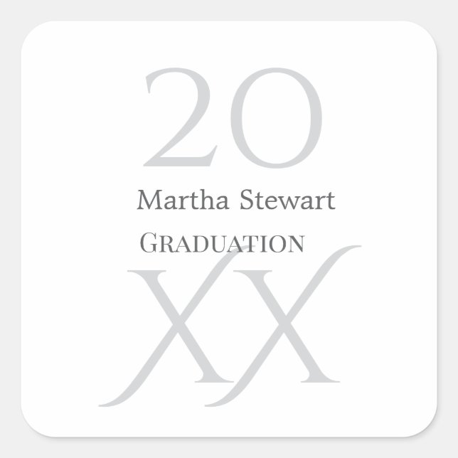 Adesivo Quadrado 20XX bold le graduation name congrats school year  (Frente)