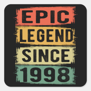 Adesivo Quadrado 23 Anos De Idade Dia 1998 Legenda Epic 23. Anivers