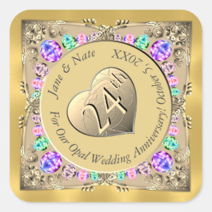 Adesivo Quadrado 24.ª Vinheta de Aniversário Opal