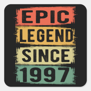 Adesivo Quadrado 24 Anos De Idade Dia 1997 Legenda Epic 24. º Aniv