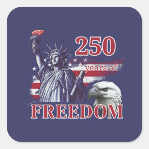 Adesivo Quadrado 250º Aniversário Bandeira EUA Águia Liberdade
