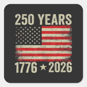 Adesivo Quadrado 250 Anos Bandeira Americana 1776-2026