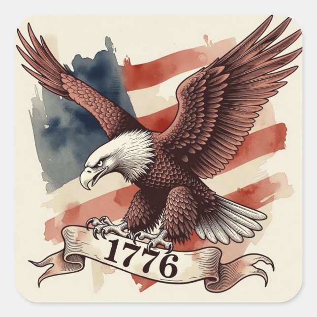 Adesivo Quadrado 250th Anniversary American Eagle 1776 Flying (Frente)