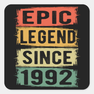 Adesivo Quadrado 29 Anos De Idade Dia 1992 Legenda Epic 29. º Anive