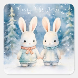 Adesivo Quadrado 2 coelhos de Natal