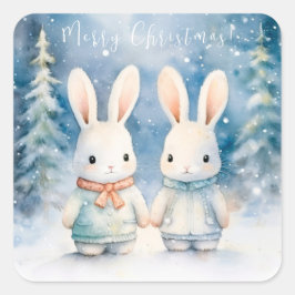 Adesivo Quadrado 2 lapins de Noël