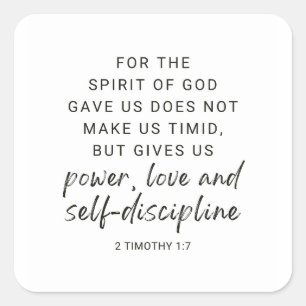 Adesivo Quadrado 2 Timothy 1:7 Para o Espírito que Deus nos deu