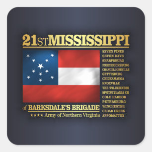 Adesivo Quadrado 2ø Infantaria de Mississippi (BA2)