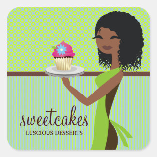 Adesivo Quadrado 311 Cupcake azul verde africano