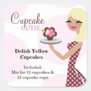 Adesivo Quadrado 311 cupcake Cutie Labael louro claro