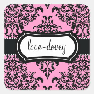 Adesivo Quadrado 311 Lovey Dovey Damask Sticker Pink