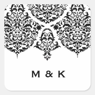 Adesivo Quadrado 311 Mon Cherie Damask Black Obrigado