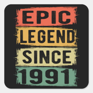 Adesivo Quadrado 31 Anos De Idade Dia 1991 Legenda Epic 31º Anivers