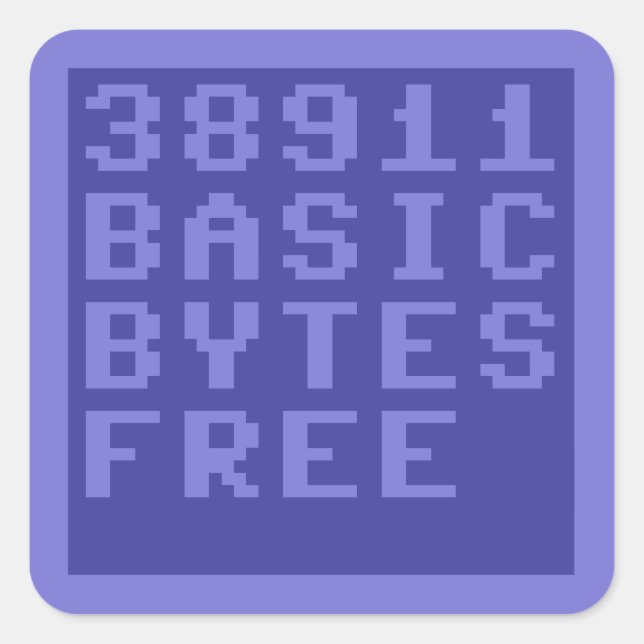 Adesivo Quadrado 38911 BYTES BÁSICOS GRATUITOS (Commodore 64) (Frente)
