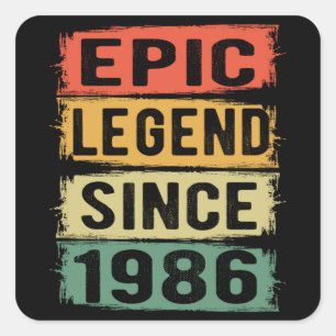 Adesivo Quadrado 39 Anos De Idade Dia 1986 Legenda Epic 39º Anivers