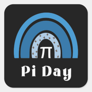 Adesivo Quadrado 3.14 Dia de Pi Feliz Arco-Íris