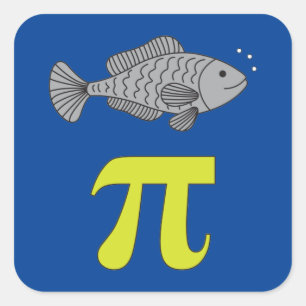 Adesivo Quadrado 3.14 Piada De Matemática Engraçada Pie Pun De Peix