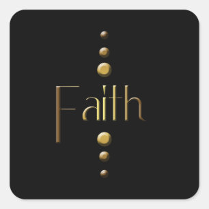 Adesivo Quadrado 3 Dot Dourado Block Faith & Black Background