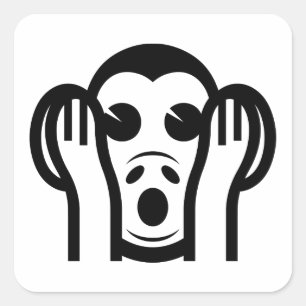 Adesivo Quadrado 3 Macacos Sábios Kikazaru 聞 か ざ る Ouvem N
