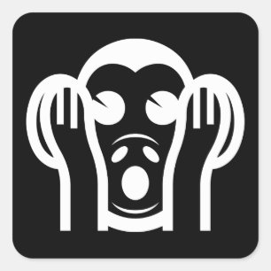 Adesivo Quadrado 3 Macacos Sábios Kikazaru 聞 か ざ る Ouvem NO Mau Emo