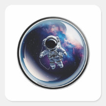 3D Astronaut in Space Bubble Galaxy Sticker