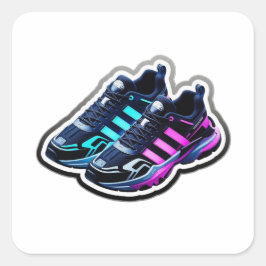 Adesivo Quadrado 3D Cyberpunk Neon Running Shoes Aesthetic Sticker