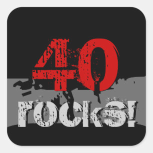 Adesivo Quadrado 40 aniversário - 40 rochas! Grunge vermelho e