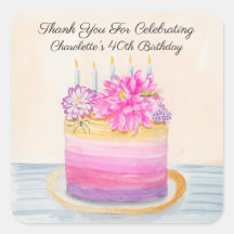 40th Birthday Cake with Dahlia and Garden Insect  