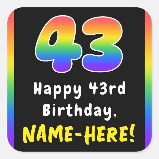 Adesivo Quadrado 43º aniversário: Rainbow Spectrum # 43, Nome Perso (Frente)