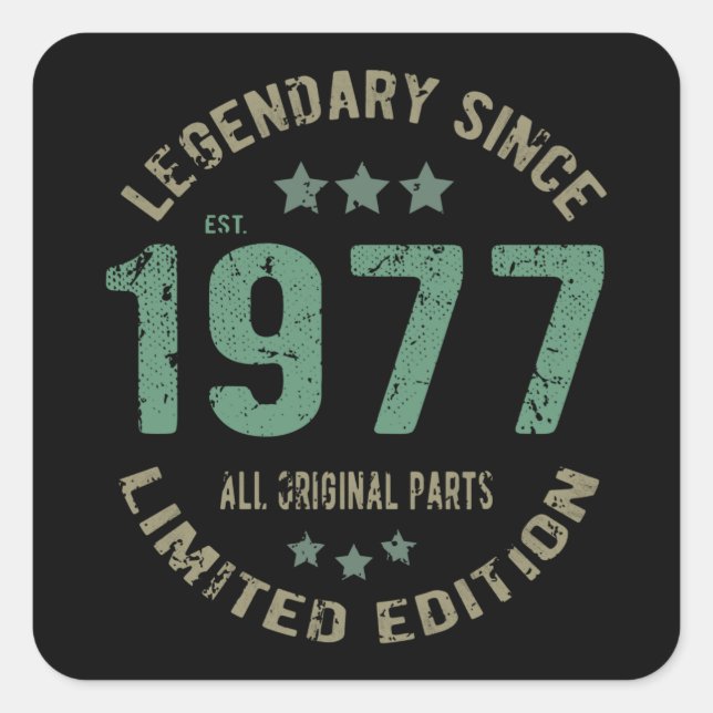 Adesivo Quadrado 44 de Aniversário da Legenda de 44 Anos (Frente)