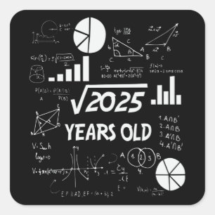 Adesivo Quadrado 45.º aniversário, Quadrado, Matemática Raiz, 45 an