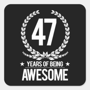 Adesivo Quadrado 47th Aniversário (47 anos de ser impressionantes)